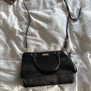 Kate Spade Black Crossbody Bag with Textured Material and Adjustable Strap